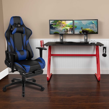 Flash Furniture Red Gaming Desk-Cup Holder/Reclining Chair Set BLN-X30RSG1030-BL-GG